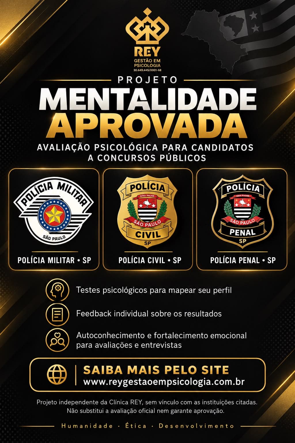 Projeto Mentalidade Aprovada — Avaliação psicológica para candidatos a concursos públicos (Polícia Militar, Polícia Civil, Polícia Penal, Guarda Civil Municipal)